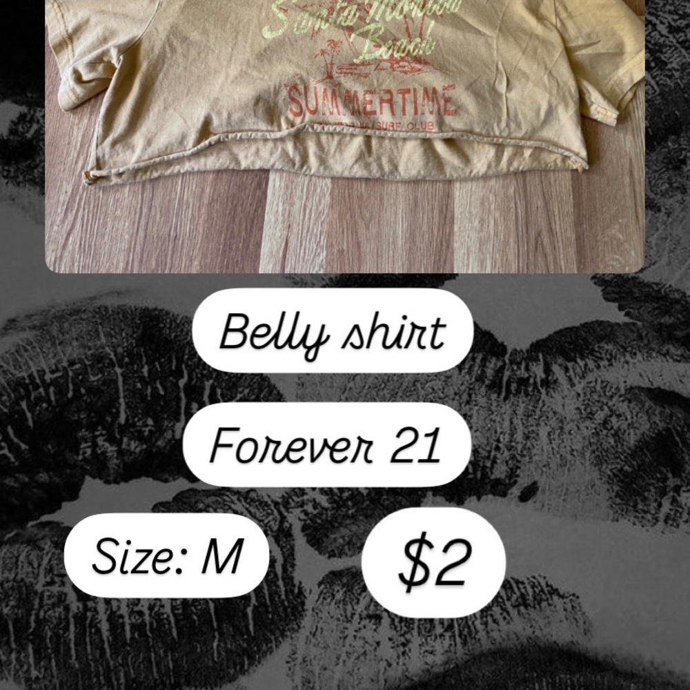 Forever 21 Tan Graphic Belly Shirt